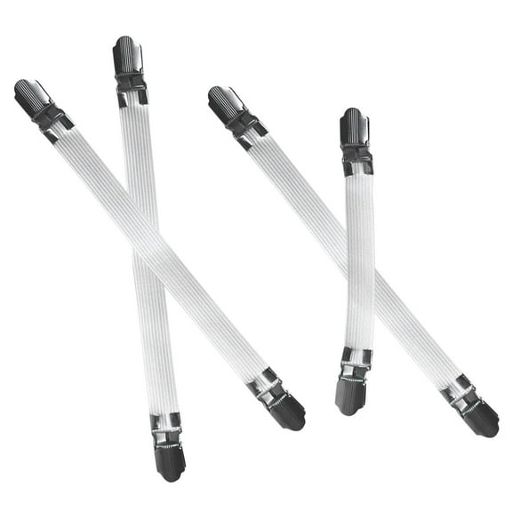 Pawsdot 4Pcs White Adjustable Ironing Board Cover Clamps with Elastic Straps