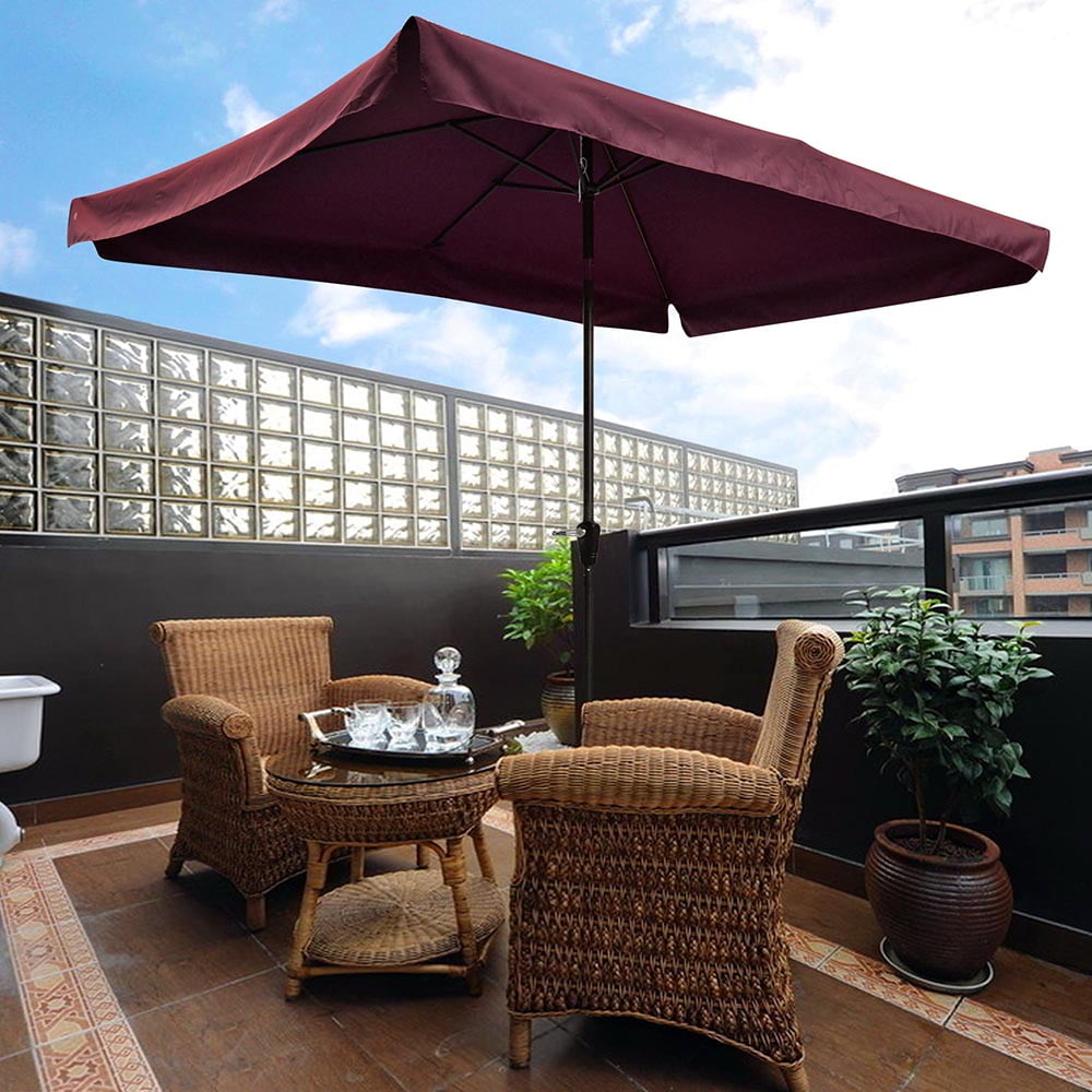 Yescom 10x6.5ft (2x3m) Rectangle Aluminum Patio Umbrella w Valance Sunshade Crank Tilt... by Yescom