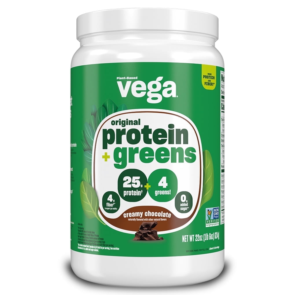 Vega Protein + Supergreens Premium Protein Powder, Chocolate, 13 Servings, 22 oz