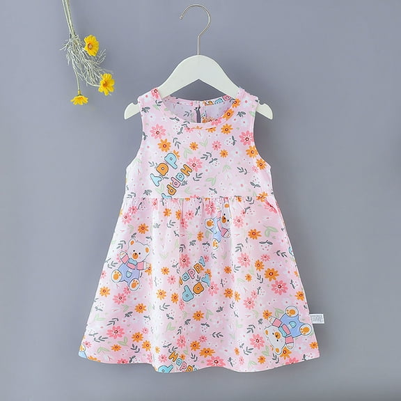 Summer Toddler Baby Girls Sleeveless Dress Graphic Print Children's Clothing