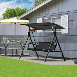 Outsunny Heavy Duty Garden Patio Swing Chair Seats 3 Adults w Canopy for Porch Yard Blue Walmart
