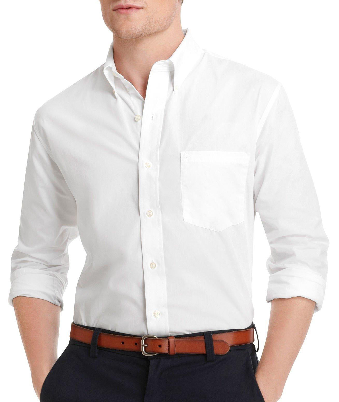 IZOD Mens Long Sleeve Solid Woven Button Down Shirt - Walmart.com