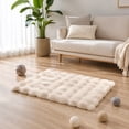 thumbnail image 2 of Pet Mat, Soft Fuzzy Plush, 1 Pack Warm Non Slip Cream White Bubble Textured 35.0 inch x 23.0 inch Pad, Cozy Resting Cushion for Small Medium Dogs Cats Indoor Sleeping Couch Floor Crate Use, 2 of 8