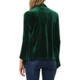 thumbnail image 3 of INSPIRE CHIC Women's Shawl Collar Open Front Pockets Stretchy Velvet Cardigan XL Green, 3 of 5