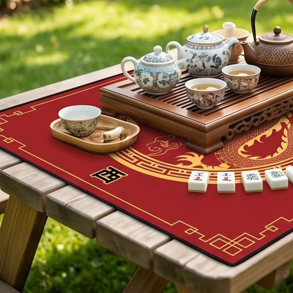 Slccxzc Chinese Style Mahjong Mat, Anti Slip and Noise Reduction Mahjong Table Cover Portable Game Mat for Mahjong, Poker, Card, Board & Tile Games