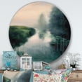 thumbnail image 2 of Designart 'Twilight Fog Lakeshore' Art Mural Rond en Métal Style Ferme - Disque de 36, 2 of 5