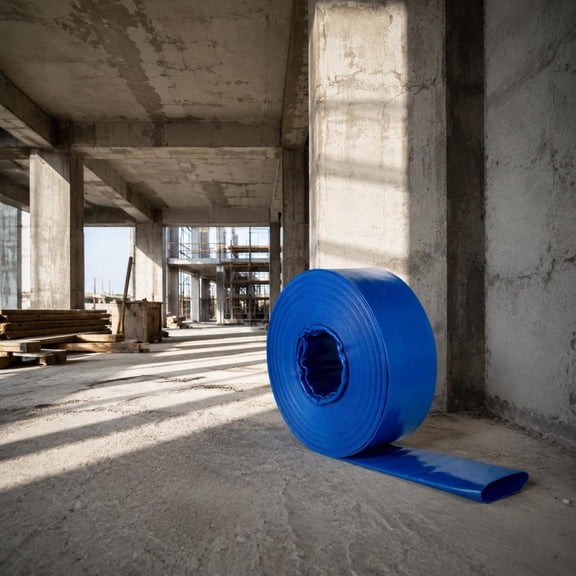 PVC Lay Flat Discharge Hose, 4 Inch X 105 Ft, Heavy Duty, Blue, with ...