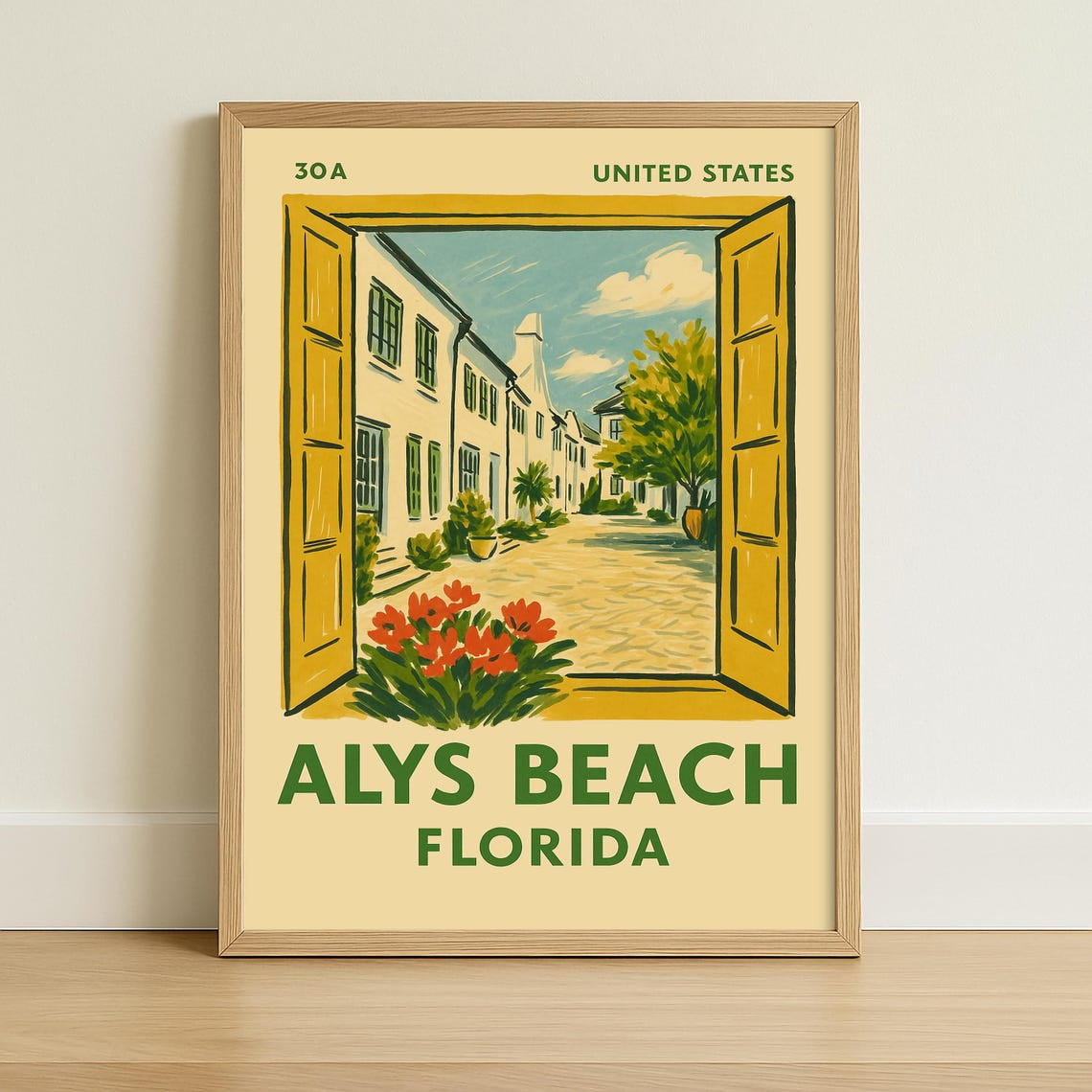 Alys Beach Florida Retro Coastal View Unframed Paper Print