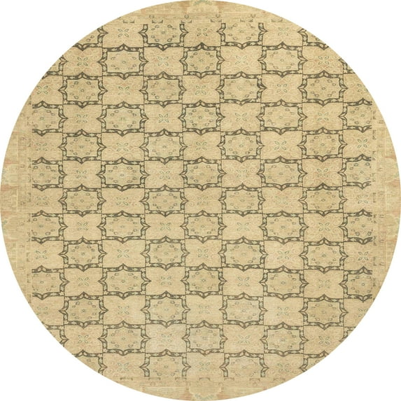 Ahgly Company Machine Washable Indoor Round Abstract Metallic Gold Area Rugs, 8' Round