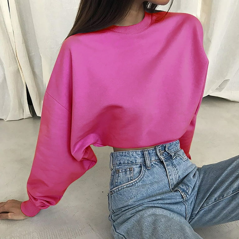 Dtydtpe 2024 Clearance Sales, Crop Tops for Women, Personality Short  Long-Sleeved Sweater Waist Slim Crop Top Womens Long Sleeve Tops Hoodies  for