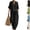 16# Black, variant on 2026 New Women's Casual Minimalist Linen 2 Piece Set 3/4 Sleeve Top and Pants Summer Travel Vacation Outfits,Green,XXL