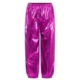 thumbnail image 3 of Xnihocha Kids Girls Boys Trousers Metallic Sparkle Hip Hop Jazz Modern Dance Pants Loose Fit Streetwear Hot Pink 130, 3 of 7