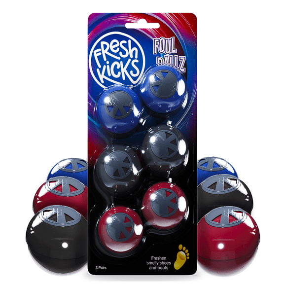 Fresh Kicks Foul Ballz - Shoe Deodorizers for Sneakers, Gym Bags and Locker Odor (6 Pack)