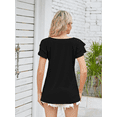 thumbnail image 3 of SIEANE Womens Tops Summer Double Ruffle Short Sleeve Square Neck Casual Blouses，Black-L, 3 of 5