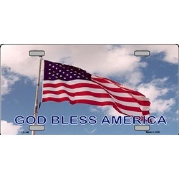 God Bless America Waving American Flag License Plate