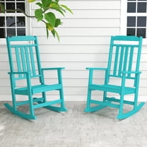 FODINGHILL Outdoor Rocking Chair Set of 2,HDPE All Weather Patio Rocking Chair for Porch Garden Deck,Aqua