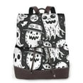 thumbnail image 1 of Balery Black White Spooky Ghosts Mochila de Cuero para Mujeres, Gran Capacidad, Bolsa de Viaje Multifuncional, Mochila de Cuero y Bolsa de Hombro para Mujeres, 1 of 4