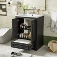 thumbnail image 5 of 24-inch bathroom vanity with ceramic sink combination, sturdy and stable, modern freestanding storage cabinet with ample storage space, with silver handles and soft-close doors, 5 of 9