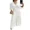 White, variant on CHICME Dresses for Women Pleated Deep V-Neck Batwing Sleeve Backless Tied High Waist Slim Zipper Maxi Dress Green-S
