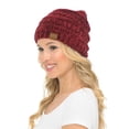 thumbnail image 4 of C.C Hat-30 Slouchy Thick Warm Cap Hat Skully Color Cable Knit Beanie Chenille Burgundy, 4 of 5
