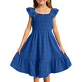 thumbnail image 1 of Girls Summer Dresses Smocked Sleeveless With Pockets, 1 of 4