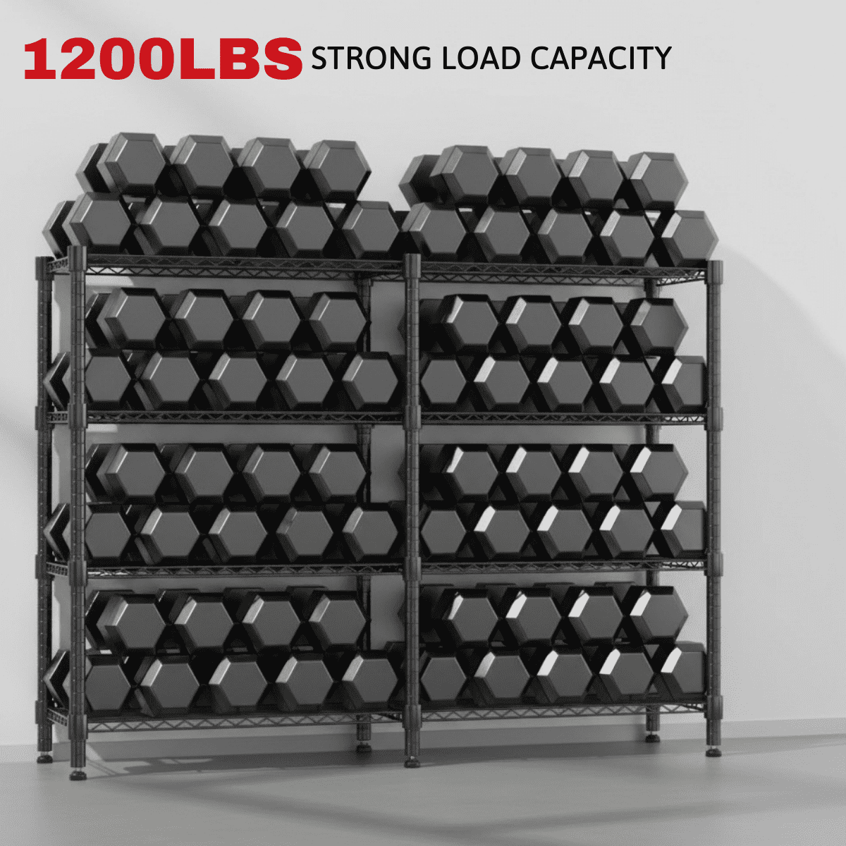 Legooin 60x14x60 inch Garage Shelving Height Adjustable Corner Storage Rack Wire Shelves for Industrial Residential Storage, Black
