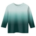 thumbnail image 4 of Ccpelsie Girls Striped Thumb Hole Long Sleeve Shirts Kids Crewneck Tunic Tops Curved Hem Tees(Dark Green,6-7 Years), 4 of 5