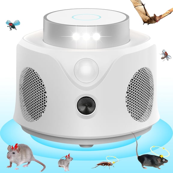 Mouse Repellent Ultrasonic Plug in, 2026 Upgraded Mice Repellent Indoor Ultrasonic Pest Repeller, 360° Ultrasonic Rodent Repellent with PIR Sensor & LED Strobe Light for Indoor