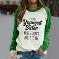 thumbnail image 1 of Jsaierl Je Suis la Plus Jeune Sœur les Règles Ne s'Appliquent Pas à Moi T-Shirts à Manches Longues Amusants pour Sœur Imprimé Lettre Col Rond T-Shirts Décontractés Raglan de Baseball, 1 of 4
