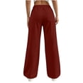 thumbnail image 6 of ZHYou No Boundarie Womens Waist Wide Sweatpants Elastic High Leg Loose Baggy Fit Casual Lounge Pants with Side Pockets,Wine,Size M, 6 of 6