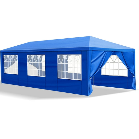 UBesGoo 10' X 30' Canopy Garden Tent Party Wedding with 8 Side Walls for Outdoor BBQ Blue