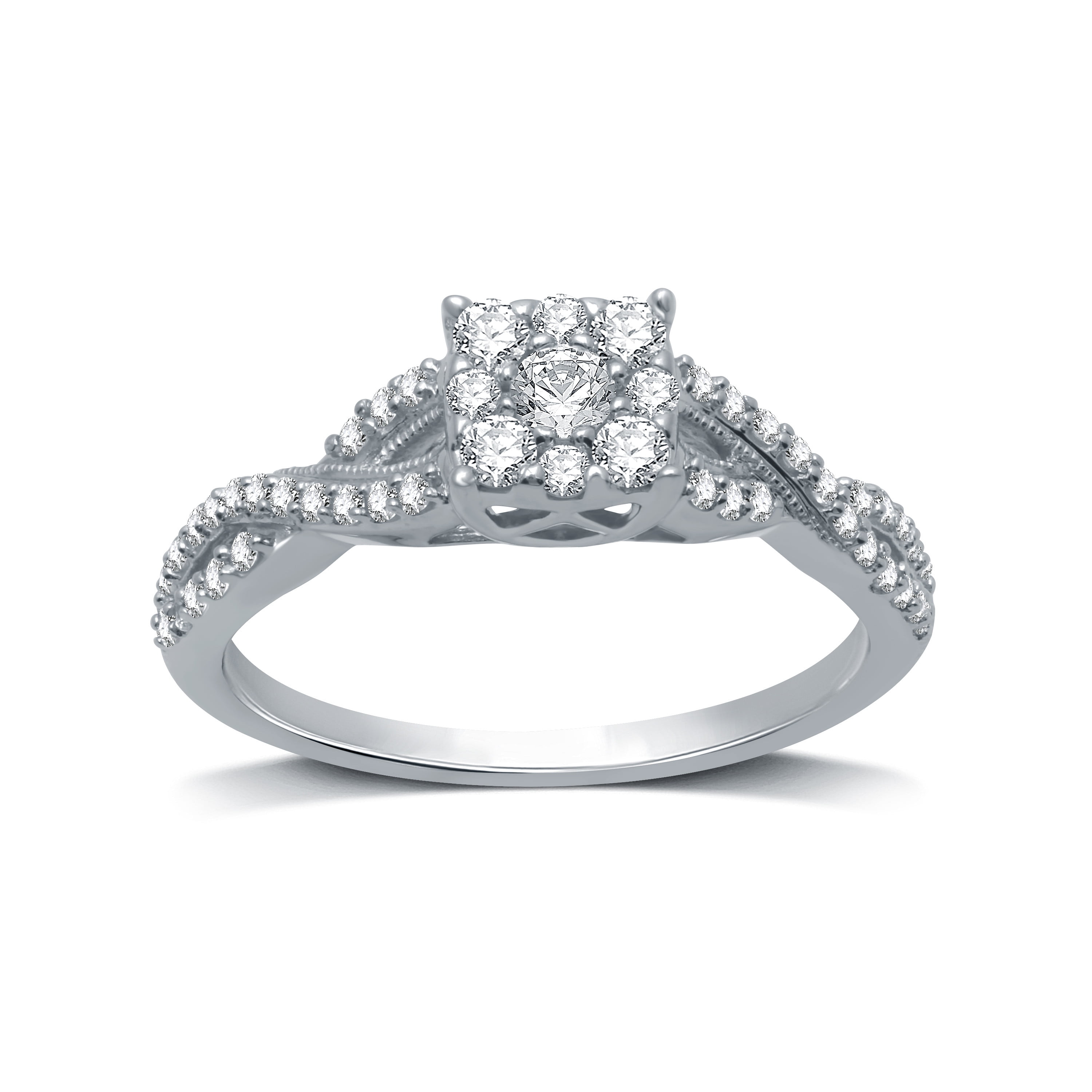 10 Karat Gold 0.50 Carat Total Weight Bridal Ring