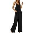 thumbnail image 4 of Womens Loose Fit Jumpsuits Cotton Overalls Baggy Wide Leg Rompers Plus Size Adjustable Bib Pants with Pockets, 4 of 8