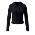 thumbnail image 4 of Women's Zip Up Hooded Cardigan Long Sleeve Drop Shoulder Knit Sweater Hoodies Outerwear, 4 of 6