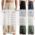 thumbnail image 2 of Iyufng Cotton Linen Wide Leg Pants for Men Casual Summer Loose Trousers with Drawstring and Pockets, 2 of 6