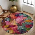 thumbnail image 3 of Round Area Rug 8 Ft, Colorful Dahlia Washable Non-Slip Circle Carpet for Living Room/Bedroom, Spring Flowers Modern Abstract Art Collection Low-Profile Large Area Rugs for Indoor, 3 of 7