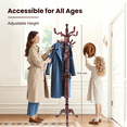 thumbnail image 3 of Solid Wood Coat Rack – 73" Freestanding Coat Racks Stand with 14 Hooks and Stable Base for Coats, Hats, Scarves, Adjustable Height Modern Wooden Hall Tree for Entryway, Bedroom, Office, Home, 3 of 8