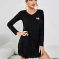 thumbnail image 6 of Xysaqa Women's Long Sleeve Nightgowns Lace Hem Mini Sleep Shirts Nightwear Heart Print Sleepwear Nightshirt Ladies Comfy Loungewear Clearance Black, 6 of 9