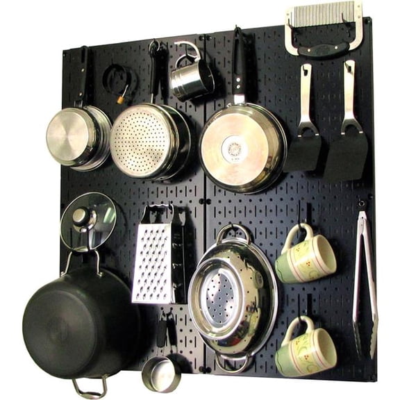 Kitchen Pegboard Pack Storage & Organization Kit, Black - 32 x 32 x 6 in.