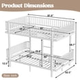 thumbnail image 2 of Harper & Bright Designs Queen over Queen Bunk Bed with Ladders and Guardrail, Metal Bunk Bed Frame with Safety Round-Pipe Design, Can Transformed into 2 Platform Bed, Light White, 2 of 16