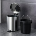 thumbnail image 5 of Small Can, Round Stainless Steel Garbage Bin with Soft Close Lid & Step Foot Pedal, Metal Waste Basket with Removable Inner Bucket, Stainless, 5 of 8