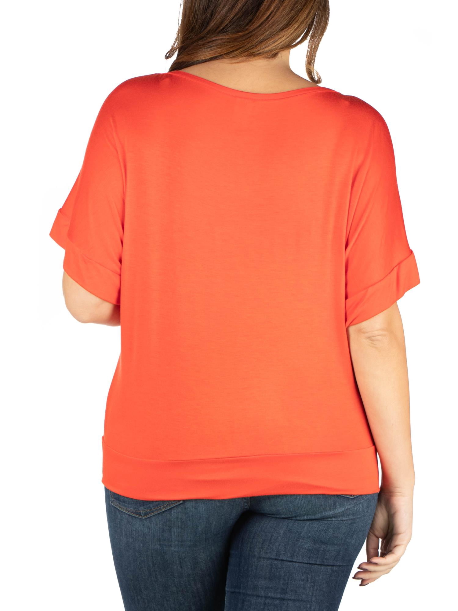 24/7 Comfort Apparel Women's Plus Size Short Sleeve Loose Fitting Dolman Top