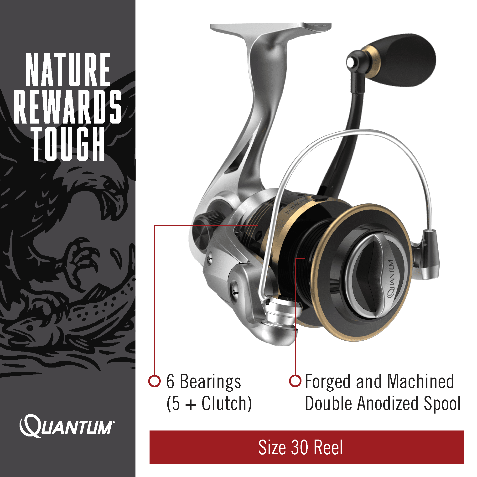 Quantum Strategy Spinning Fishing Reel, Size 20 Reel, Changeable