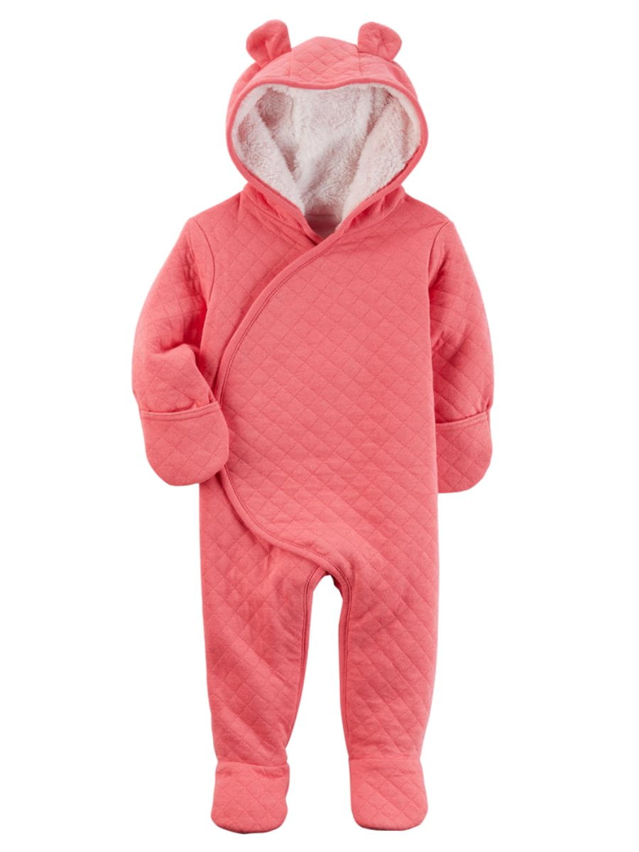 Carter's Carters Infant Girls Quilted Peach Midweight Snowsuit Baby