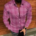 thumbnail image 4 of Donemore Men's Long Sleeve Button-Down Collar Checkered Shirt Classic Plaid Print Top Casual Business Trendy Versatile Men's Clothing, 4 of 8