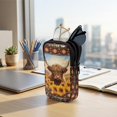 thumbnail image 7 of SEANATIVE Neoprene Eyewear Pouch Zipper Glasses Case Shockproof Anti-Scratch Eyeglasses Case Lightweight Women Men Sunglasses Holder Bag for Outdoor Office Travel, Aztec Highland Cow Sunflower, 7 of 7