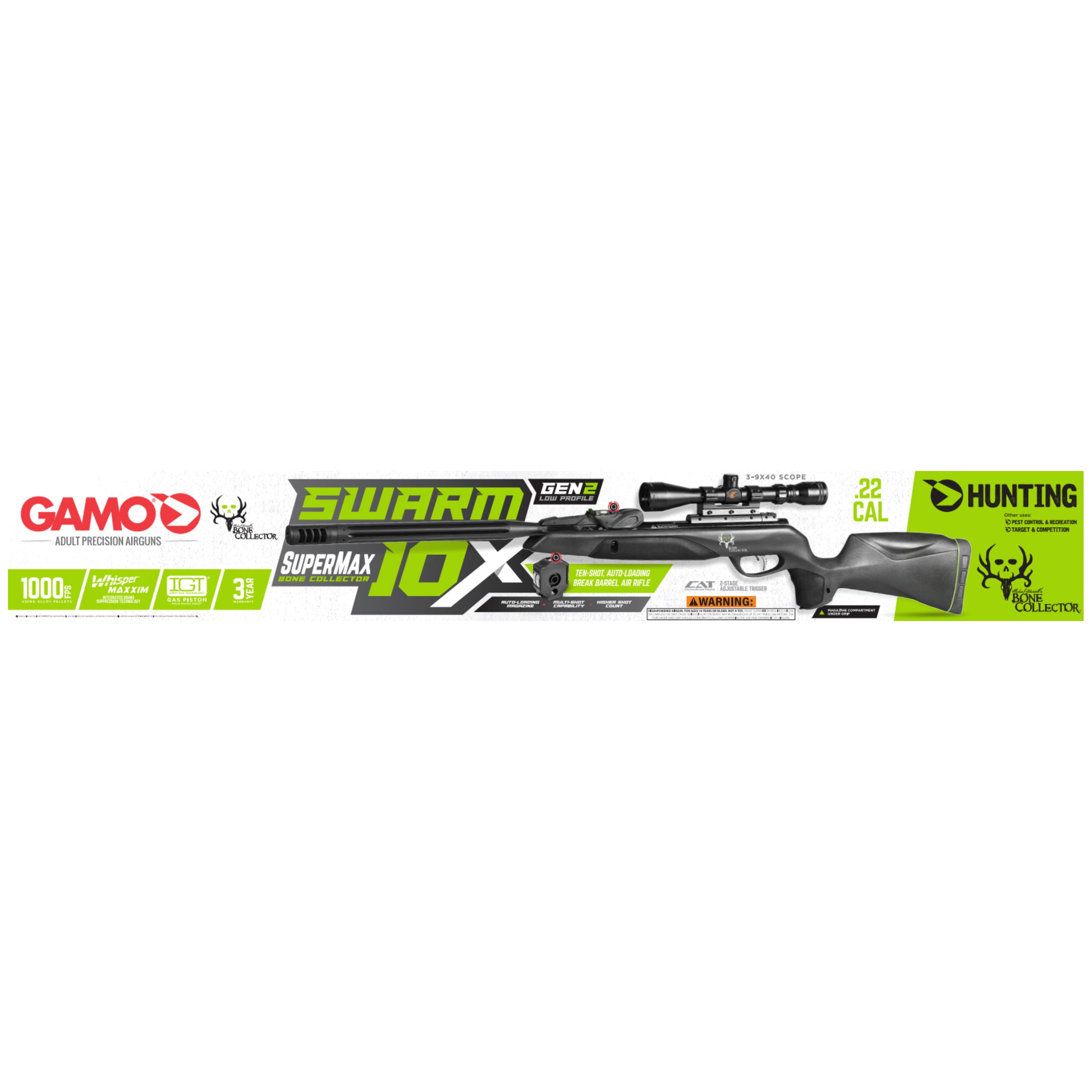 Gamo Swarm Maxxim Bone Collector Supermax 10X .22 Air Rifle With Scope