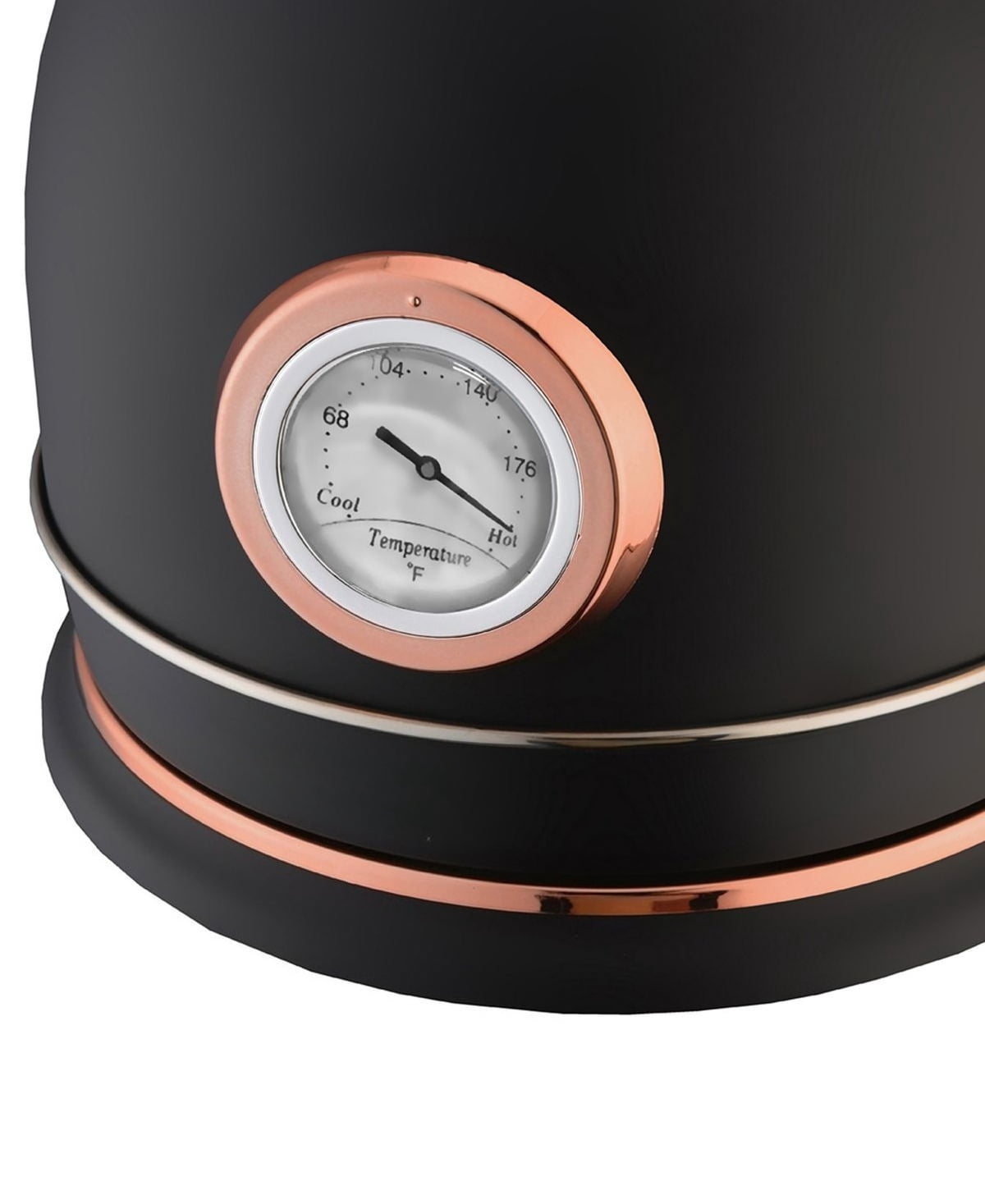 1.8 Quart Half Circle Electric Kettle with Thermostat, White with Rose Gold finish