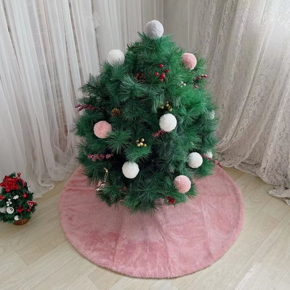 AuroraX Pink Sequin Christmas Tree Skirt Plush Soft Tree Mat 20" for Xmas Holiday Part Home Indoor Decorations