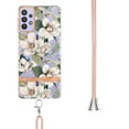 thumbnail image 3 of Flower Pattern Case for Samsung Galaxy A32 5G, Detachable Shoulder Strap Lanyard Crossbody Slim Lightweight Floral Cover with Soft Silicone Shockproof Drop Resistant Case,Green, 3 of 7
